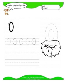 0 Rakamı Çizgi Çalışmaları Çalışma Sayfaları